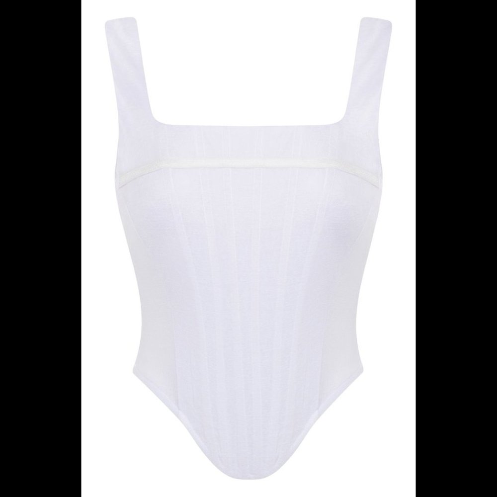 White Jersey Corset, Sz SM - Heiress Beverly Hills